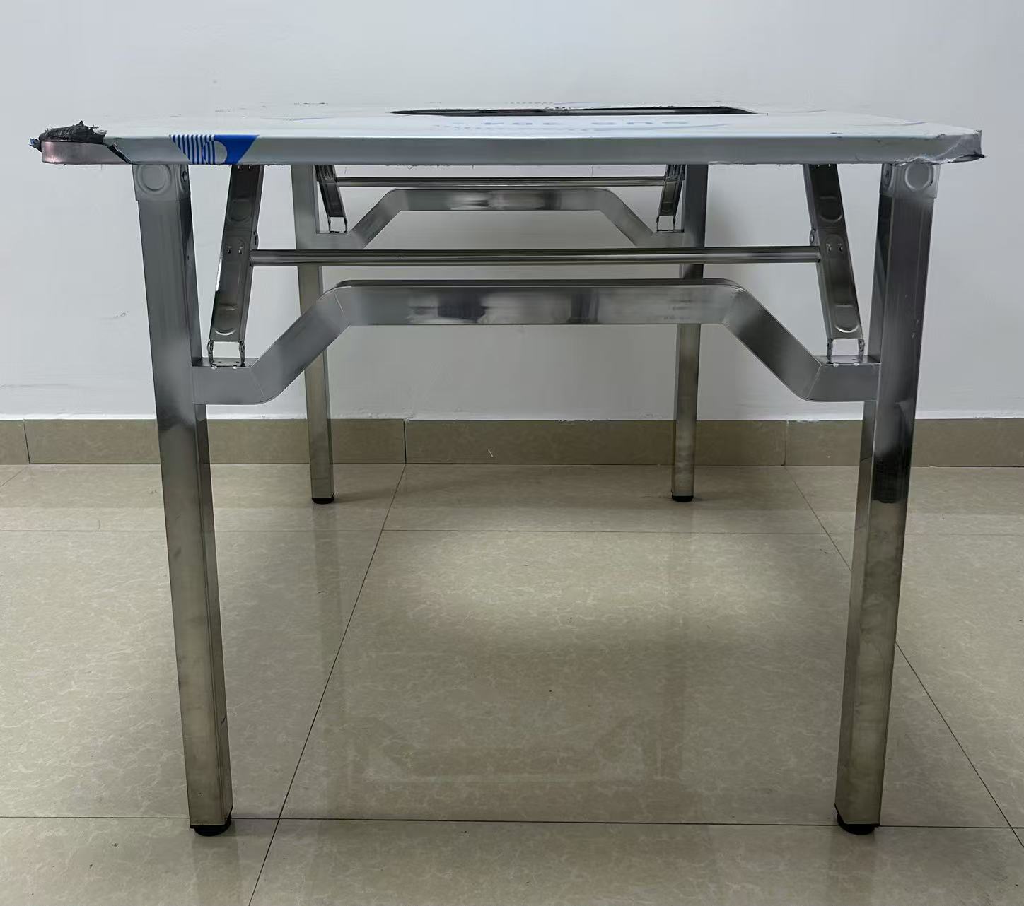 Korean Bbq Grill - โต๊ะรับประทานอาหารสี่เหลี่ยมสแตนเลสพับได้ 2 in 1 สำหรับกลางแจ้ง พร้อมเตาปิ้งย่างสไตล์เกาหลี