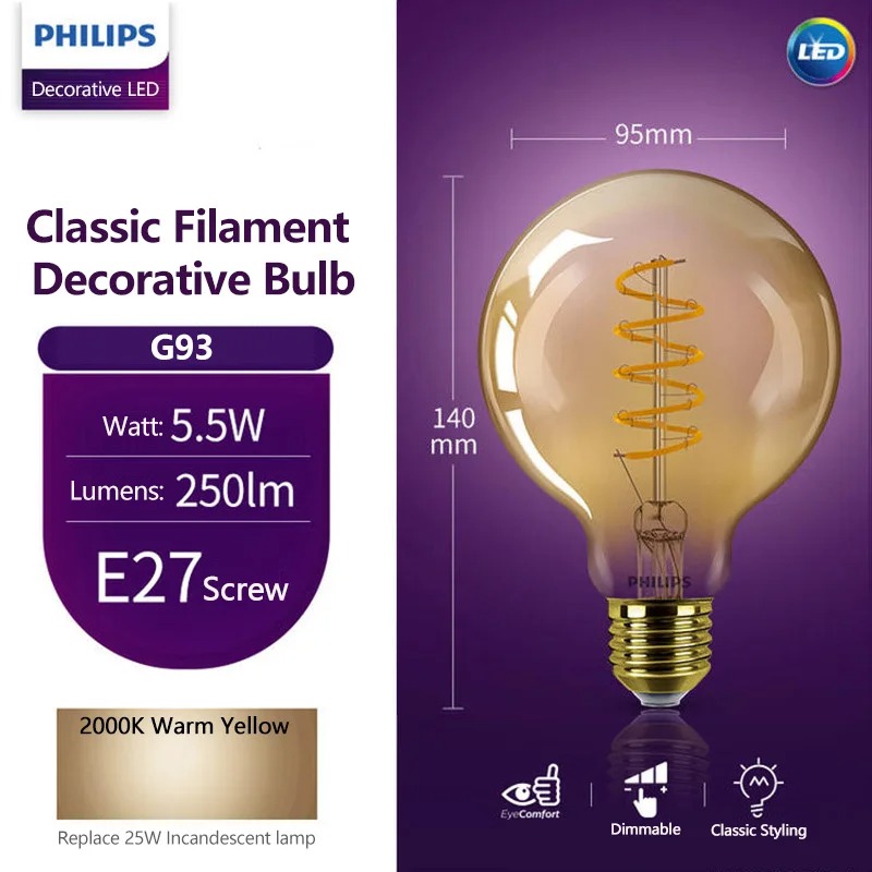 Philips Bulb Led Classic - หลอดไฟ LED Philips รุ่น G93 Classic
