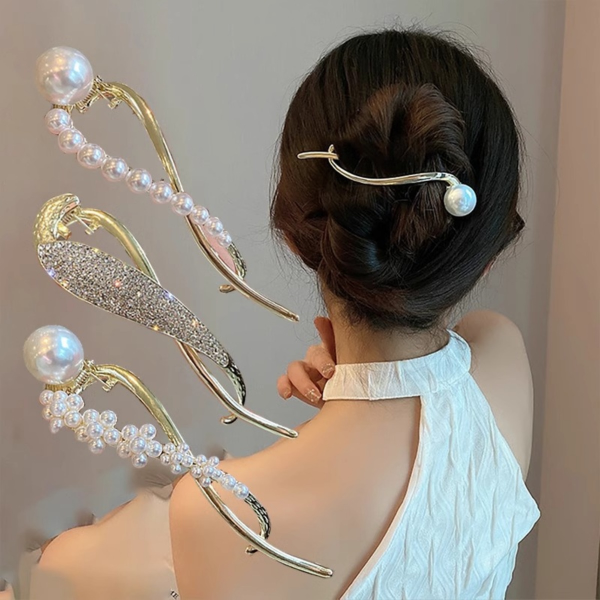 Lifestyle In Korean - Elegant Glitter ไข่มุกผมคลิปสําหรับผู้หญิงอินเทรนด์ Twisted ผมคลิปสาวแฟชั่นชีวิตประจําวันอุปกรณ์เสริมผมเครื่องประดับผม Pin