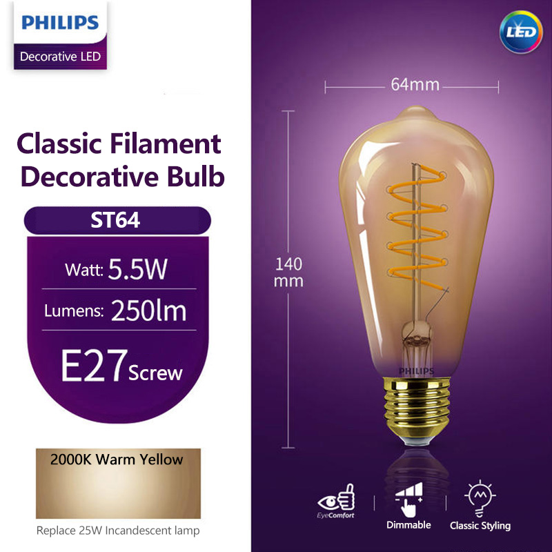 ฟิลิปส์หลอดไฟ LED ตกแต่ง ST64  - Philips Bulb Led Classic บทวิจารณ์และราคา