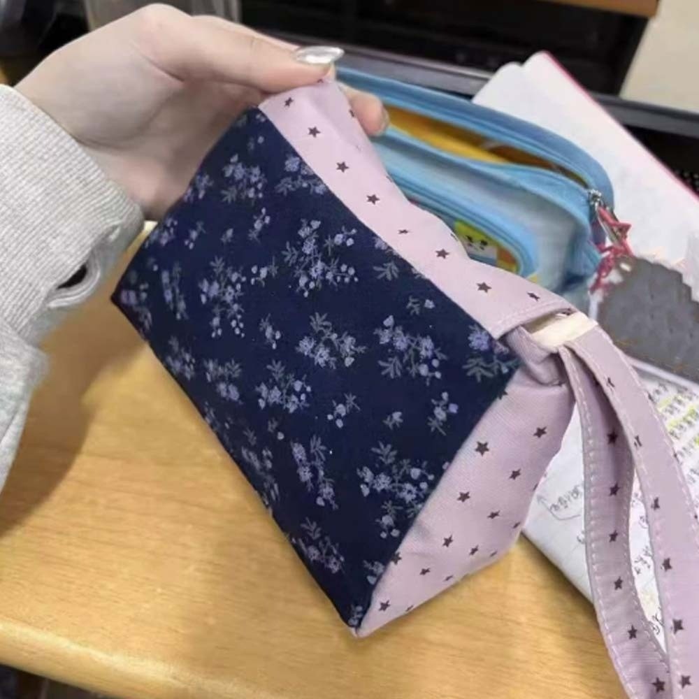 กระเป๋าแต่งหน้าลายดอกไม้สีม่วง - Lifestyle In Korean บทวิจารณ์และราคา