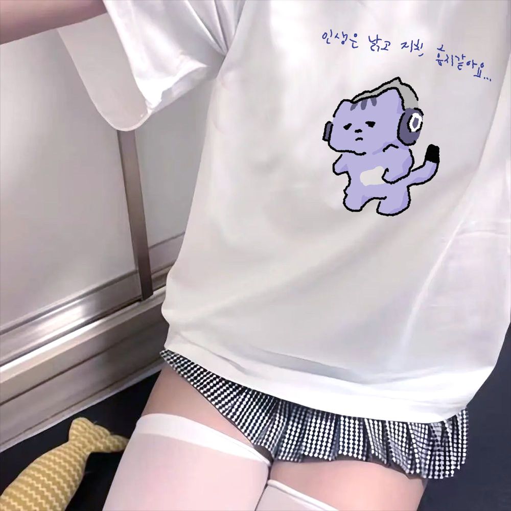 เสื้อยืดพิมพ์ลายข้อความน่ารัก  - Lifestyle In Korean บทวิจารณ์และราคา