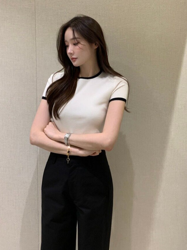 เสื้อสเวตเตอร์ถักแขนสั้นสีสันส - Lifestyle In Korean บทวิจารณ์และราคา