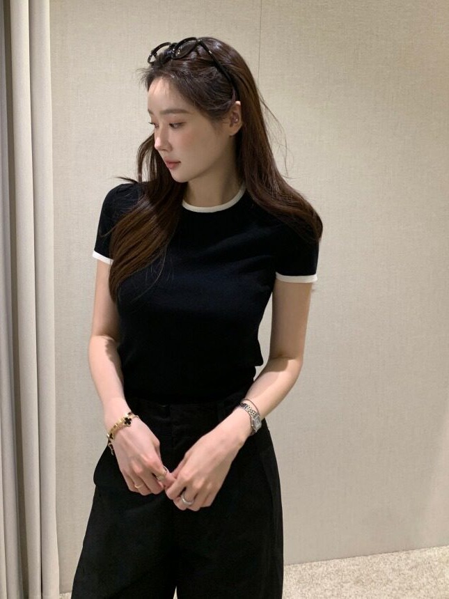เสื้อสเวตเตอร์ถักแขนสั้นสีสันส - Lifestyle In Korean บทวิจารณ์และราคา