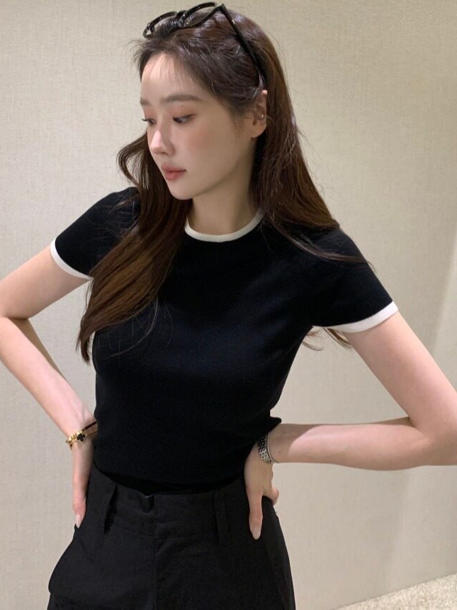 เสื้อสเวตเตอร์ถักแขนสั้นสีสันส - Lifestyle In Korean บทวิจารณ์และราคา